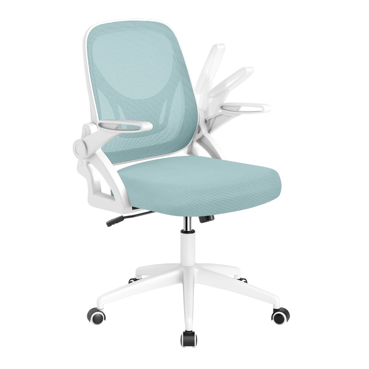 CostwayChaise de Bureau Ergonomique en Résille avec Soutien Lombaire et Accoudoirs Relevables Conception Pivotante et Réglable en Hauteur Bleu