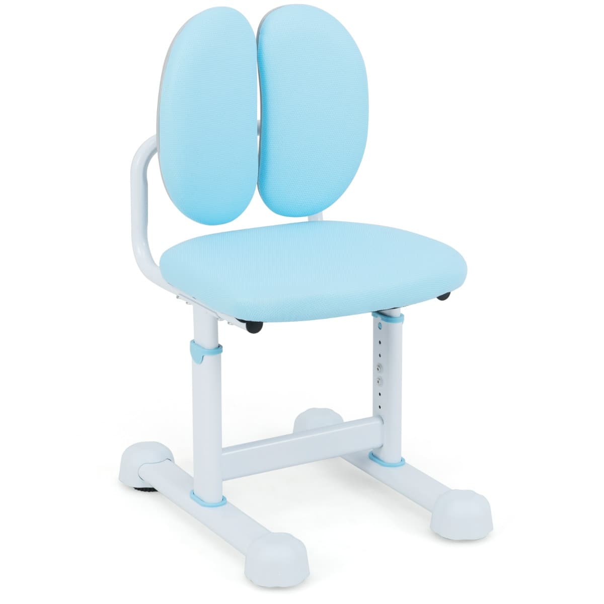 CostwayChaise de Bureau pour Enfant Chaise d'Étude avec Double Soutien Lombaire et Hauteur Réglable Chaise d'Ordinateur Rembourrée Bleu