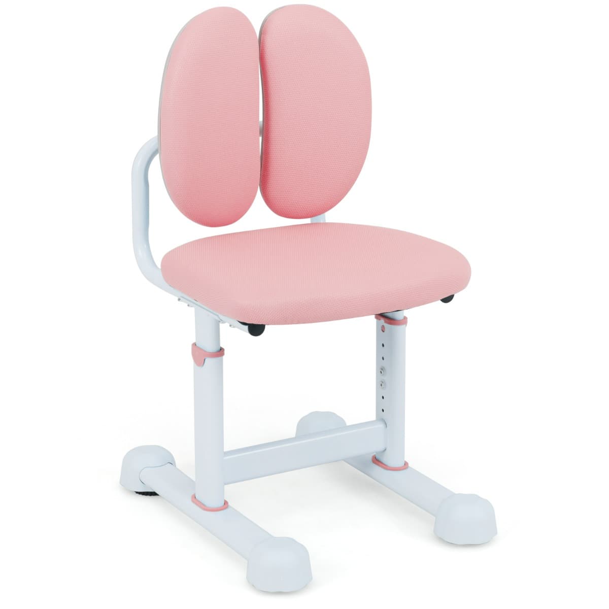 CostwayChaise de Bureau pour Enfant Chaise d'Étude avec Double Soutien Lombaire et Hauteur Réglable Chaise d'Ordinateur Rembourrée Rose