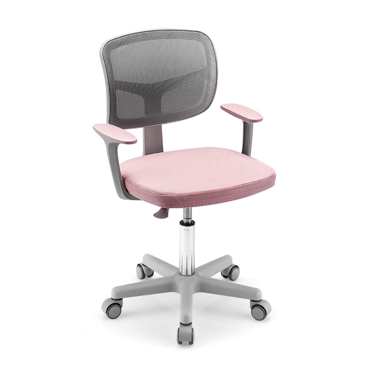 CostwayChaise de Bureau à Roulettes pour Enfants Verrouillage automatique Soutien Lombaire Siège Pivotant Hauteur Réglable 80 - 91,5 CM 3 -10 Ans Rose