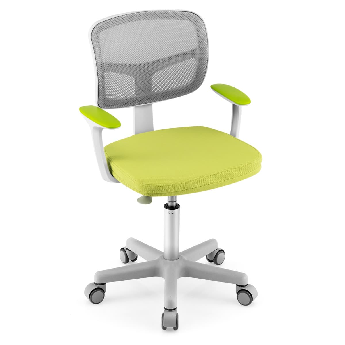 CostwayChaise de Bureau à Roulettes pour Enfants Verrouillage automatique Soutien Lombaire Siège Pivotant Hauteur Réglable 80 - 91,5 CM 3 -10 Ans Vert