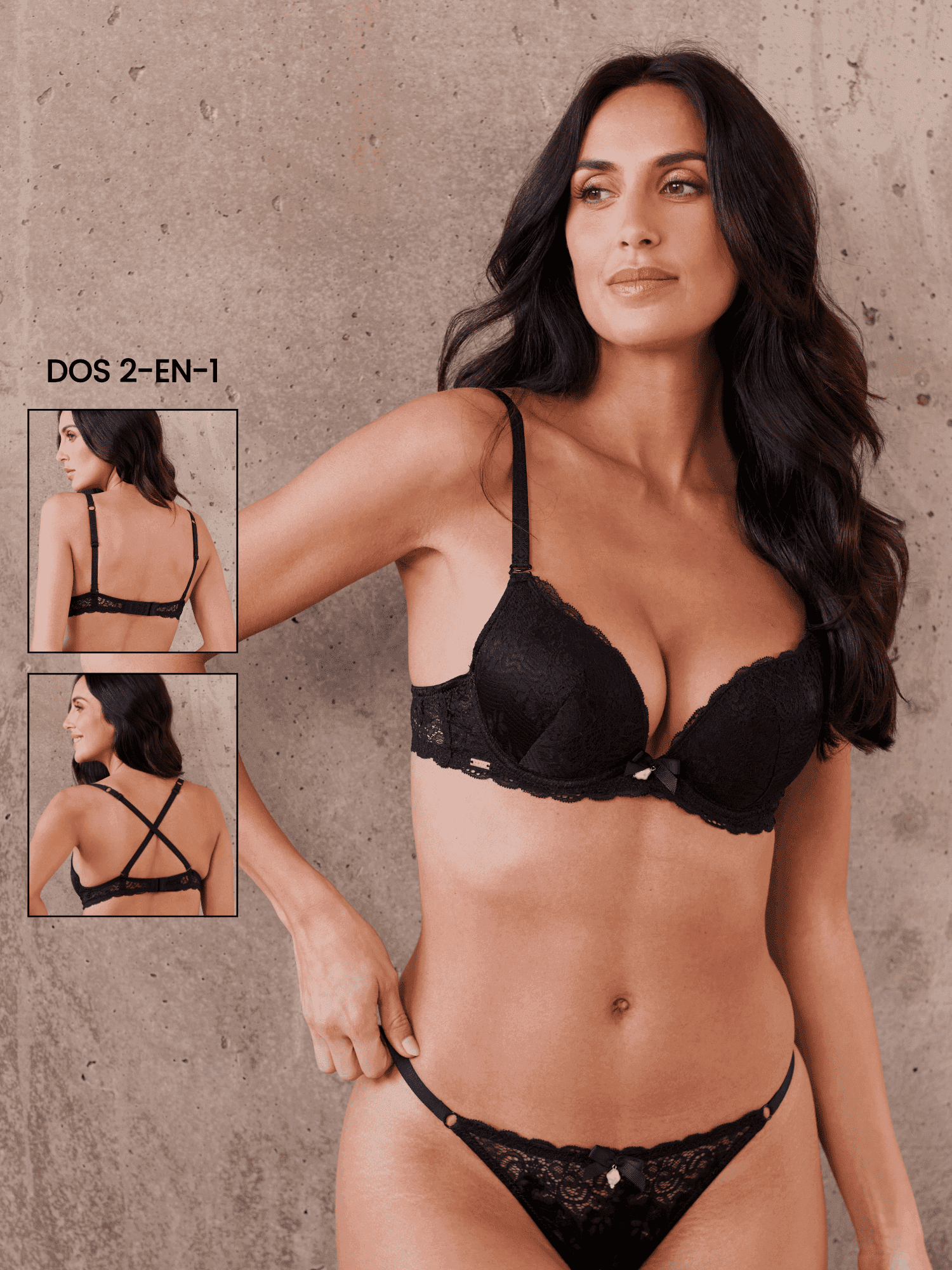 Soutien-gorge Push-up amovible FAME noir bonnets BC